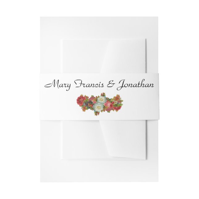 Vintage Herbst-Blume Korallenroter Hochzeit Einladungsbanderole (Vorderseite Beispiel)