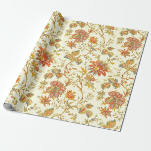 Vintage-Herbst-Blumen-Blätter Orange Geschenkpapier