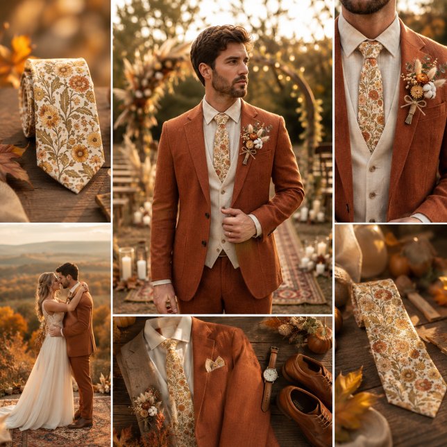 Vintage Herbst-Blumen-Eleganz Krawatte (Von Creator hochgeladen)