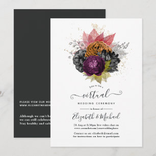 Vintage Herbst-Blumen Online-Hochzeit Einladung