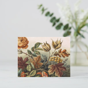 Vintage Herbst-Blumenkunst-Set, Herbst-Botanik Postkarte