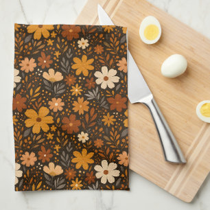 Vintage-Herbst-Blumenmuster – Herbstblumen Geschirrtuch