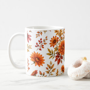 Vintage Herbst-Blumenmuster mit Sonnenblumen Kaffeetasse