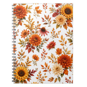 Vintage Herbst-Blumenmuster mit Sonnenblumen Notizblock