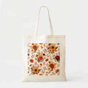 Vintage Herbst-Blumenmuster mit Sonnenblumen Tragetasche