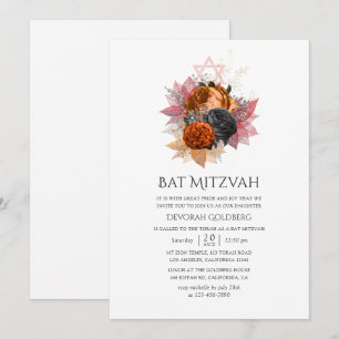 Vintage-Herbst-Blumenstrauß Bat Mizwa Einladung
