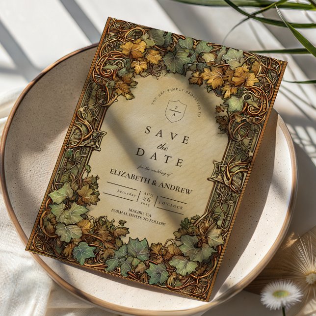 Vintage-Herbst-Botanik-Hochzeit Save The Date (Von Creator hochgeladen)