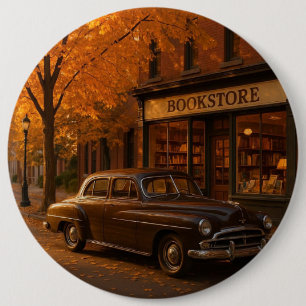 Vintage Herbst Buchladen & Auto Button