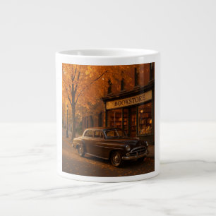 Vintage Herbst Buchladen & Auto Jumbo-Tasse