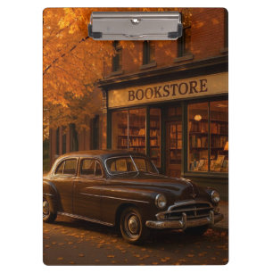 Vintage Herbst Buchladen & Auto Klemmbrett
