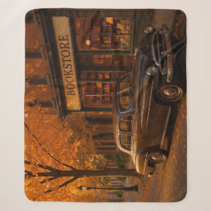 Vintage Herbst Buchladen & Auto Sherpadecke