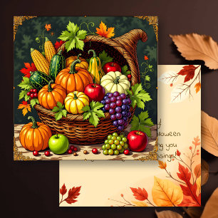 Vintage-Herbst-Dankfest-Füllhorn Karte