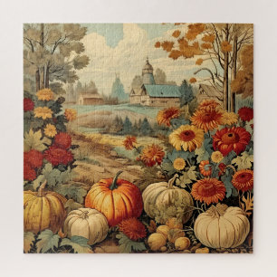 Vintage Herbst Herbstlandschaft Bauernhof Scheune Puzzle