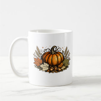 Vintage Herbst Kürbis & Ernteblätter | Rustikal F Kaffeetasse