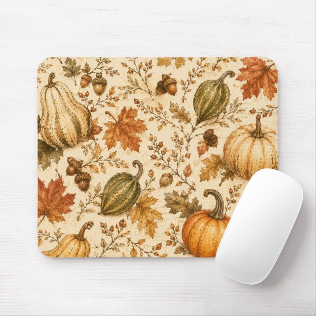 Vintage-Herbst-Kürbis-und-Gourden-Muster  Mousepad (Mit Mouse)