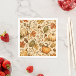 Vintage-Herbst-Kürbis-und-Gourden-Muster Serviette