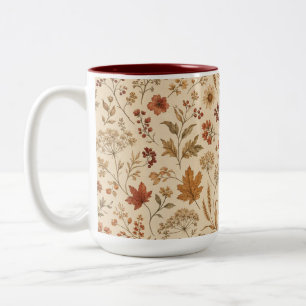 Vintage-Herbst-Landhaus-Floralmuster-Tasse Zweifarbige Tasse