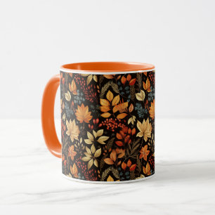 Vintage Herbst Motiv mit Laubmuster Tasse