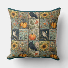Vintage-Herbst-Patchwork-Look Kürbis-Eule-Blume