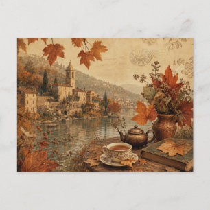 Vintage-Herbst-Postkarte Gemütliches Herbstlaub La Postkarte