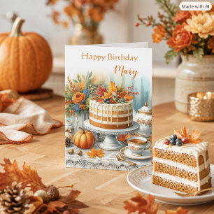 Vintage-Herbst-Schichttorte-Gemütliche-Herbst-Gebu Karte
