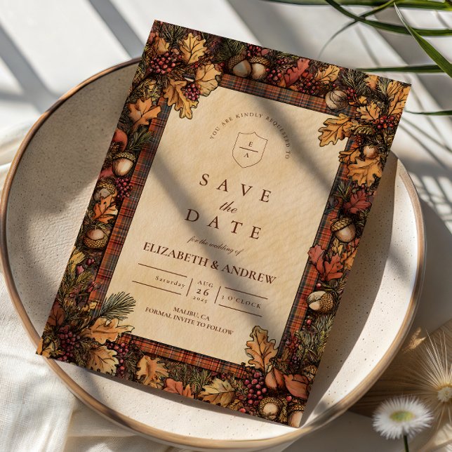 Vintage Herbst-Wald-Romantik Save The Date (Von Creator hochgeladen)