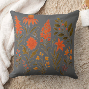Vintage-Herbst-Wildblumen-Botanik-Collage Kissen