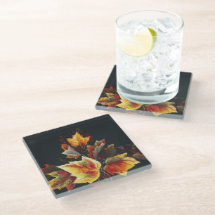 Vintage Herbstblatt-Motiv Glasuntersetzer