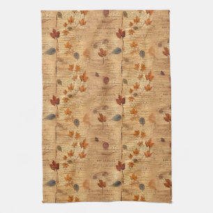 Vintage Herbstblätter mit alter Papierstruktur Geschirrtuch
