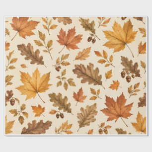 Vintage Herbstblätter und Eicheln Botanisches Must Geschenkpapier