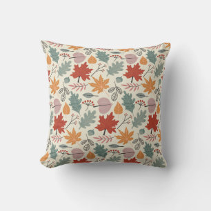Vintage Herbstblätter und Eicheln Muster Kissen