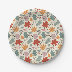 Vintage Herbstblätter und Eicheln Muster Pappteller