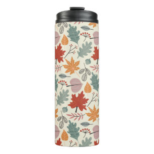 Vintage Herbstblätter und Eicheln Muster Thermosbecher