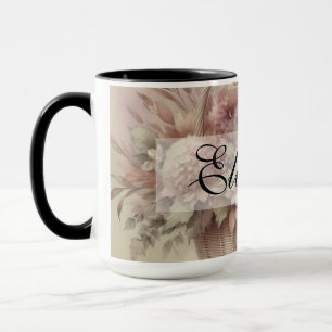 Vintage-Herbstblumen, Pastell-Aquarellmalerei Tasse