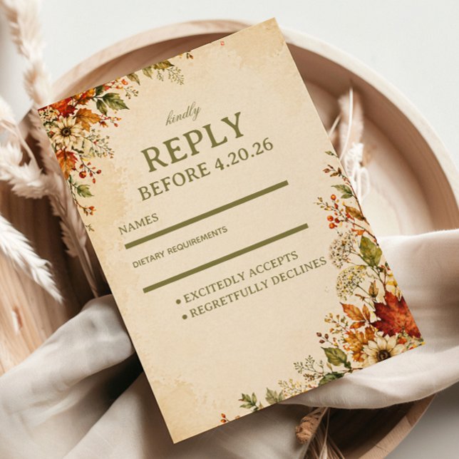 Vintage-Herbstblumen RSVP Karte (Von Creator hochgeladen)
