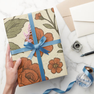 Vintage-Herbstblumenmuster – Rustikale Botanik Geschenkpapier