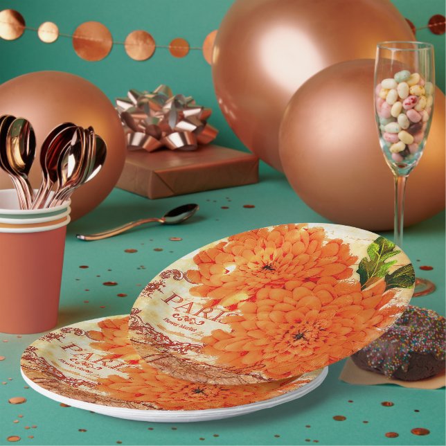 Vintage Herbstchrysanthemen Pappteller (Multi)