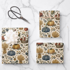 Vintage Herbsternte Erntedankfest Geschenkpapier Set