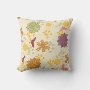 Vintage Herbstfarben Blumenwirbel Kissen
