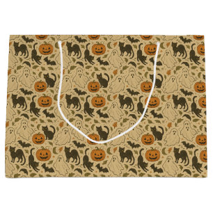 Vintage Herbstgeister und Schwarze Katzen Hallowee Große Geschenktüte