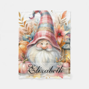 Vintage Herbstgome mit Herbstblättern Fleecedecke