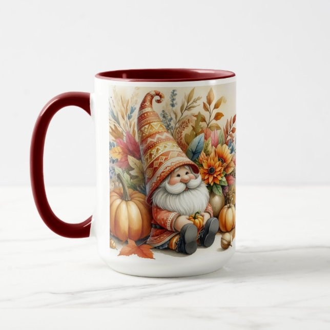 Vintage Herbstgome mit Herbstblättern Tasse (Links)