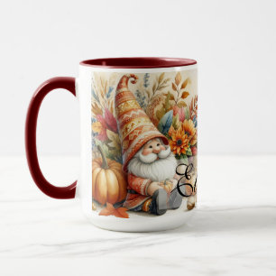 Vintage Herbstgome mit Herbstblättern Tasse