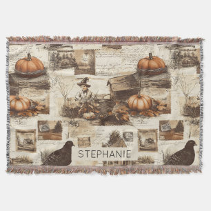 Vintage Herbstkollektion Rustikale Sepia Ephemer Decke
