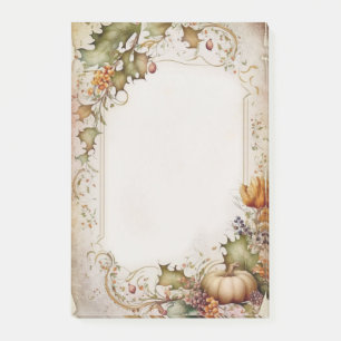 Vintage Herbstkürbis und Blätter Post-it Klebezettel