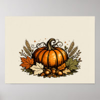 Vintage Herbstkürbis und Ernteblätter |