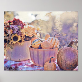 Vintage Herbstkürbisse Herbstfarben Aquarell  Poster