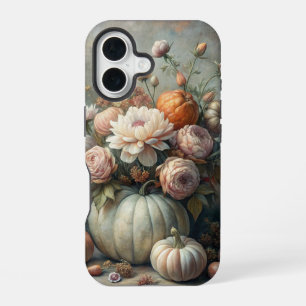 VINTAGE-HERBSTKÜRBISSZENE MIT BLUMEN iPhone 16 HÜLLE