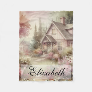 Vintage Herbstlandschaft Cottage-Garten Blätter fl Fleecedecke