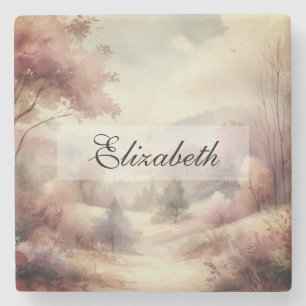 Vintage Herbstlaub Landschaftsneutrale Farben Steinuntersetzer